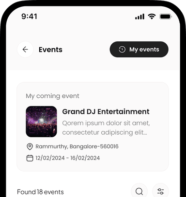 Vendor events screen