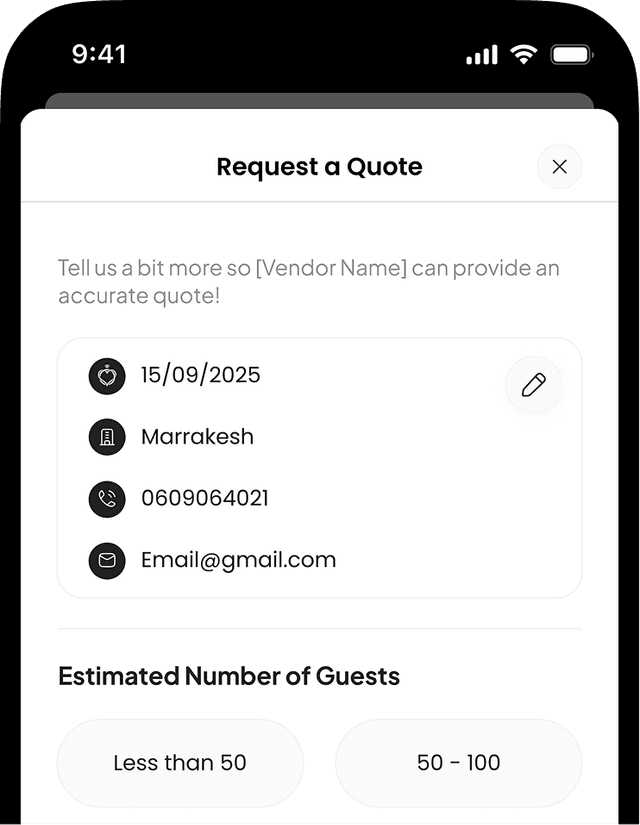 Request quote screen