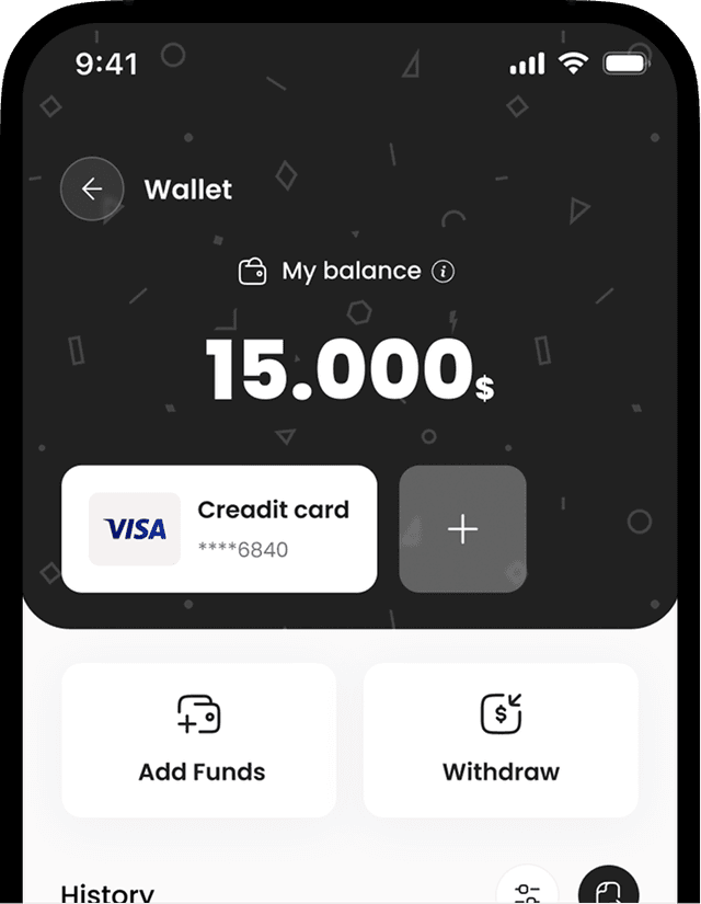 Add funds screen